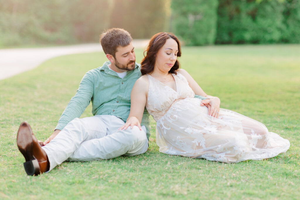 couple maternity session in rob fleming park The Woodlands, Texas