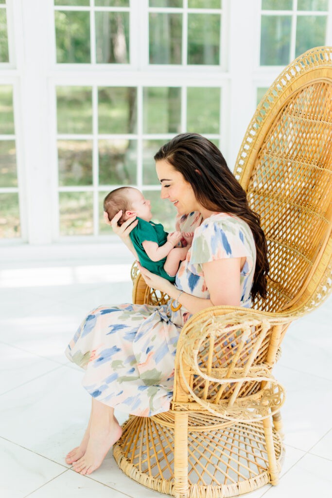 mother and newborn session at the oak atelier the willow in conroe texas